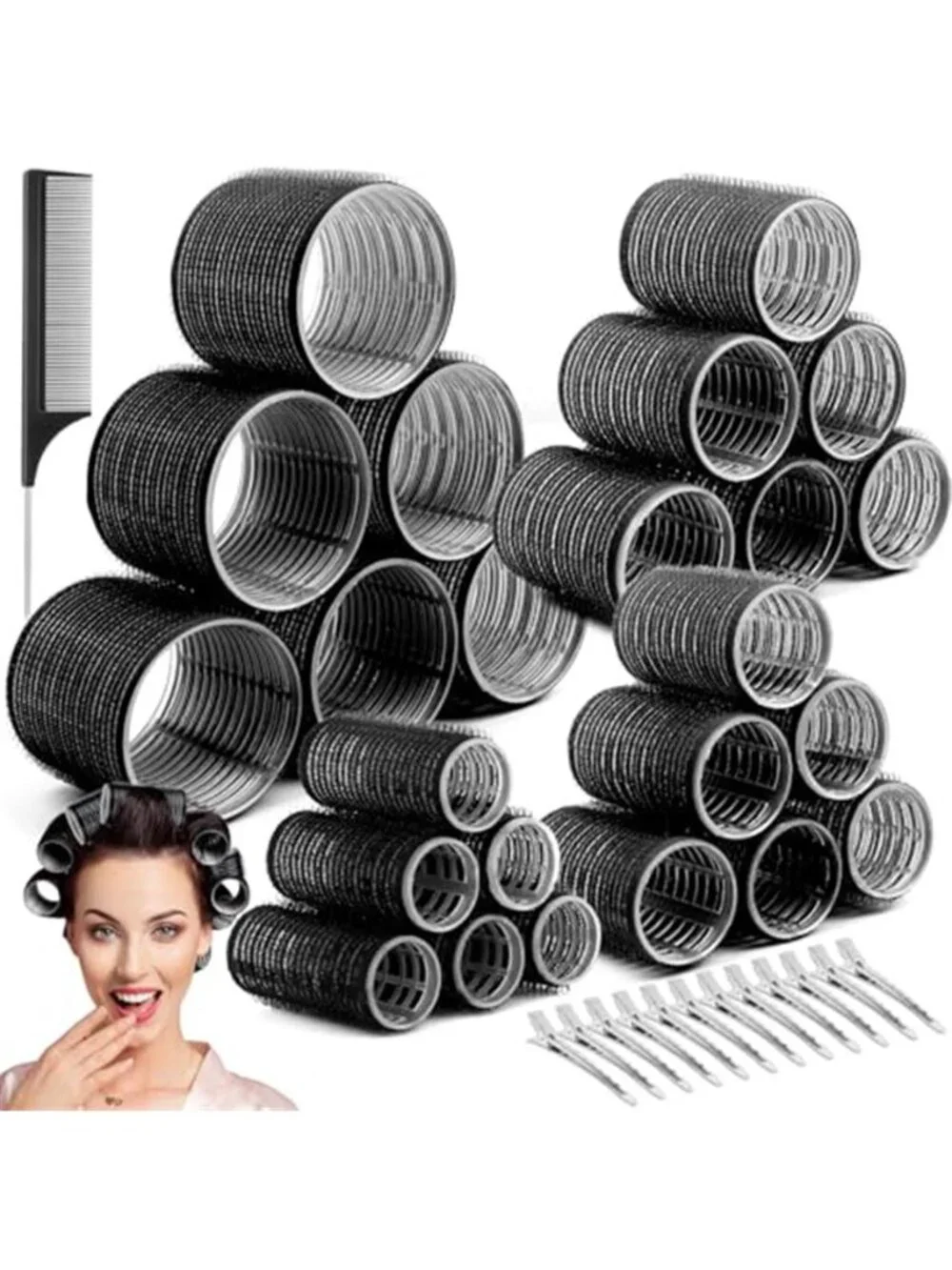 Hair Curler Rollers for Women 24PCS Heatless Hair Roller with 12 PCS Clips